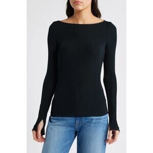 PAIGE Lucina Boat Neck Variegated Rib Top